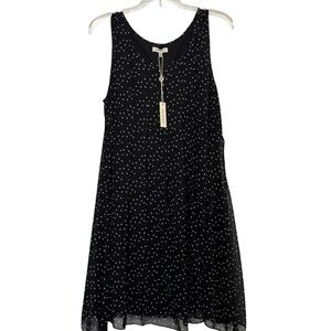 Max Studio Sleeveless Polkadot Asymmetrical Midi Dress